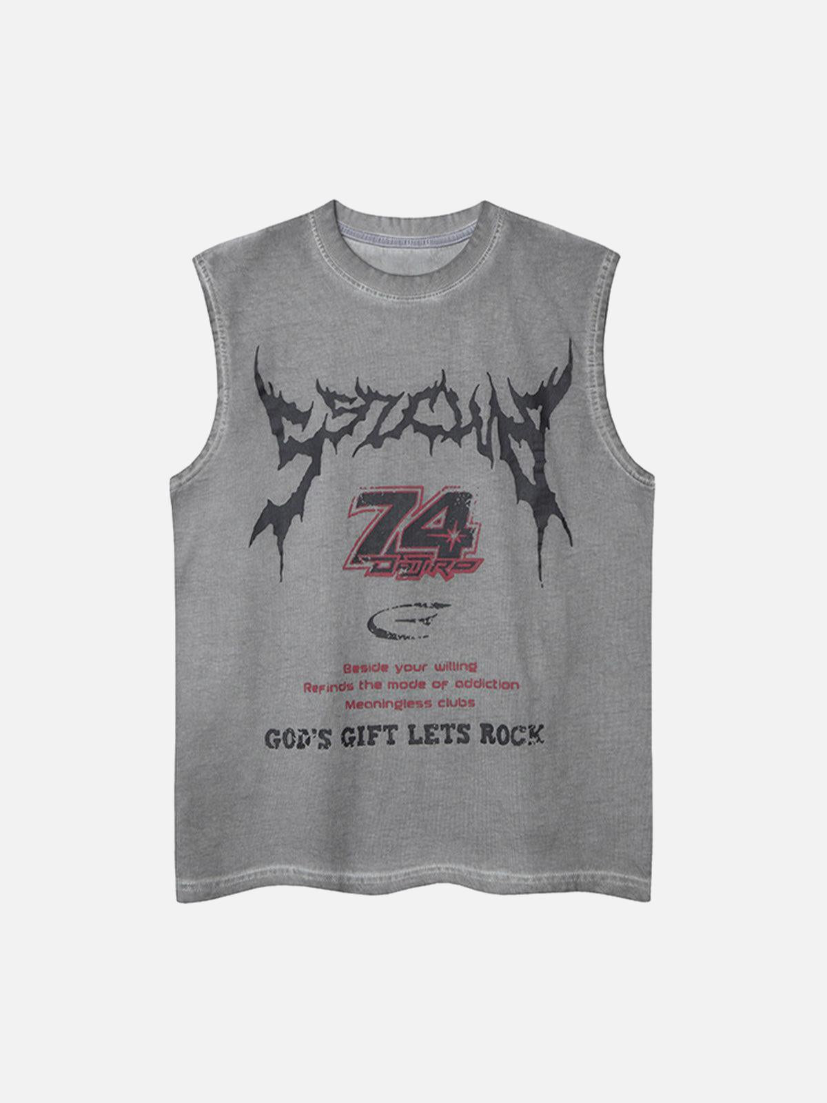 TALISHKO Retro Washed Letter Print Vest