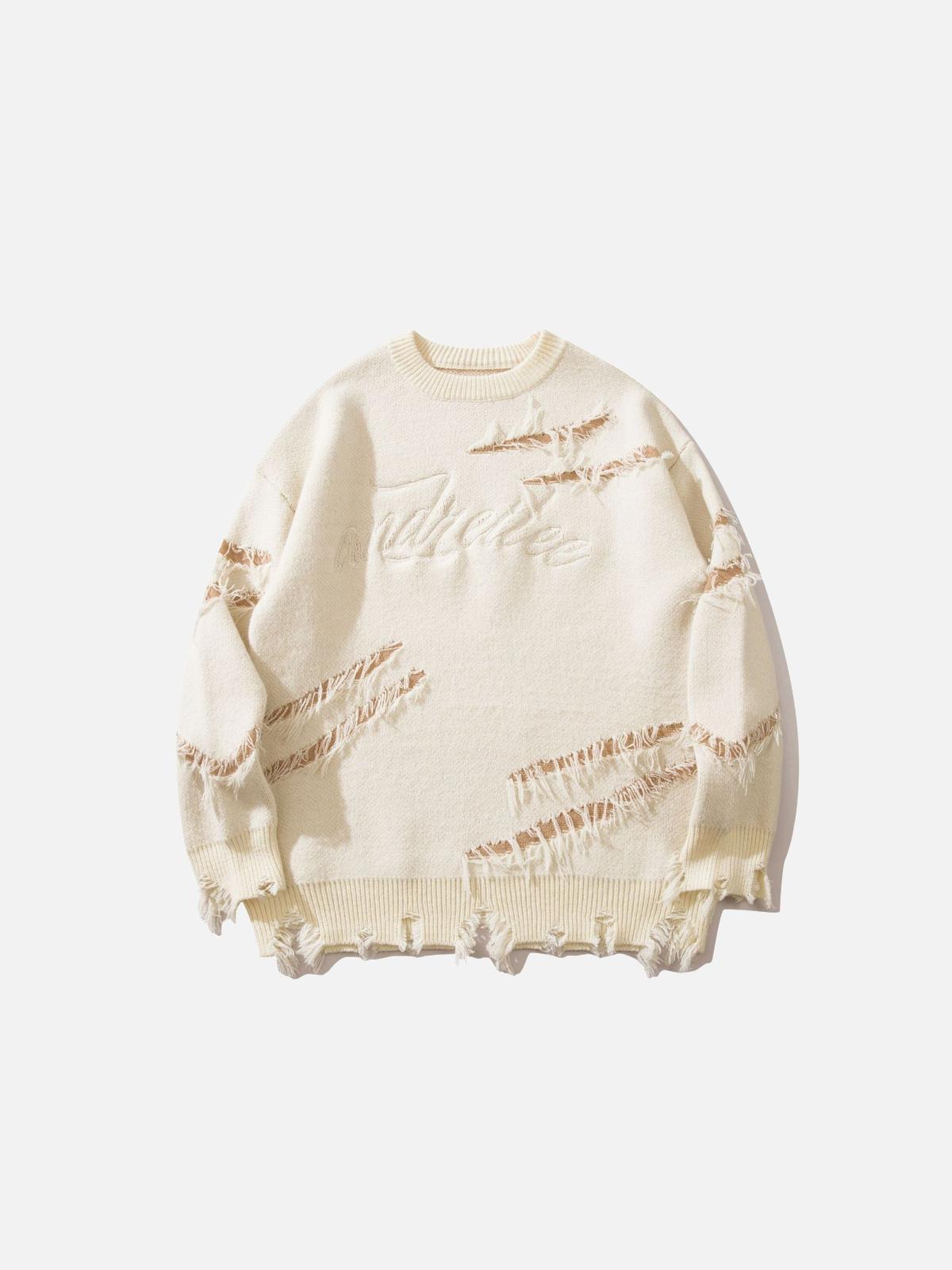 TALISHKO Vintage Ripped Lazy Style Sweater