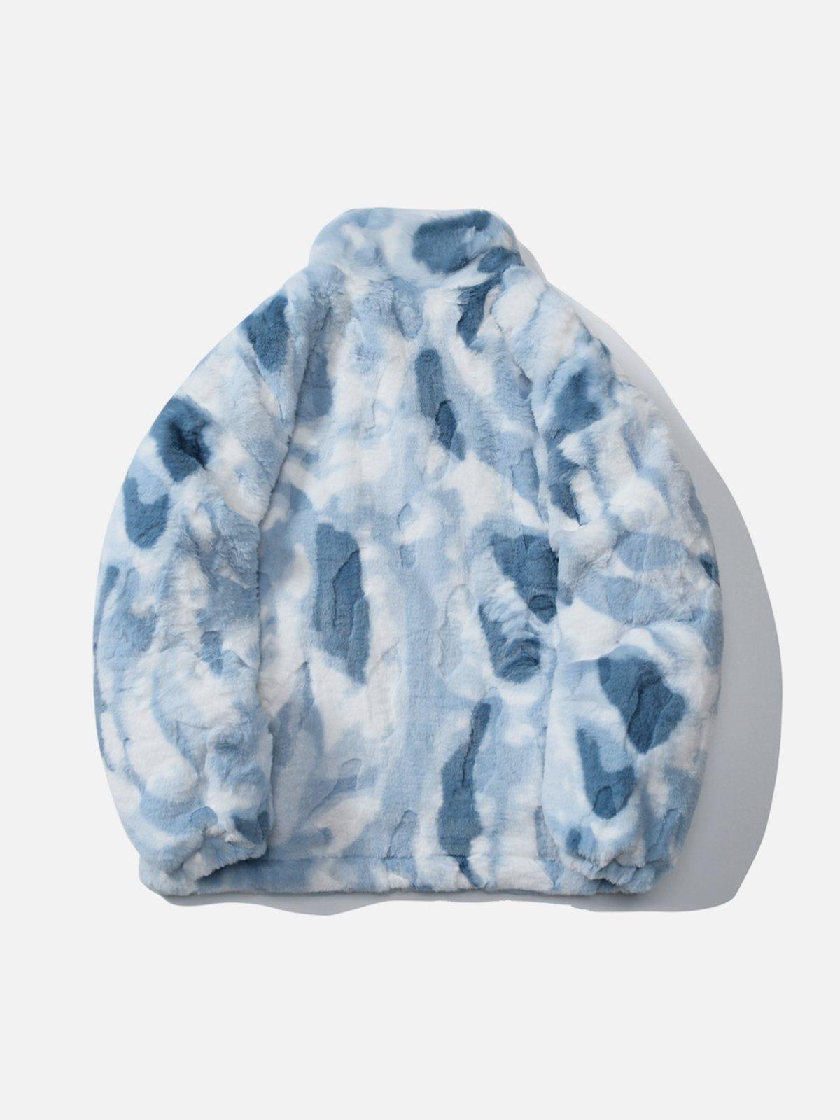 TALISHKO Tie Dye Angel Bunny Label Sherpa Coat