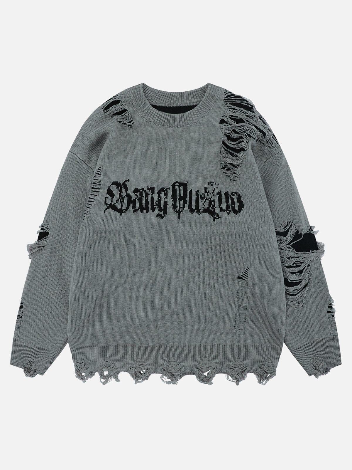 TALISHKO Fake Two Ripped Hole Sweater