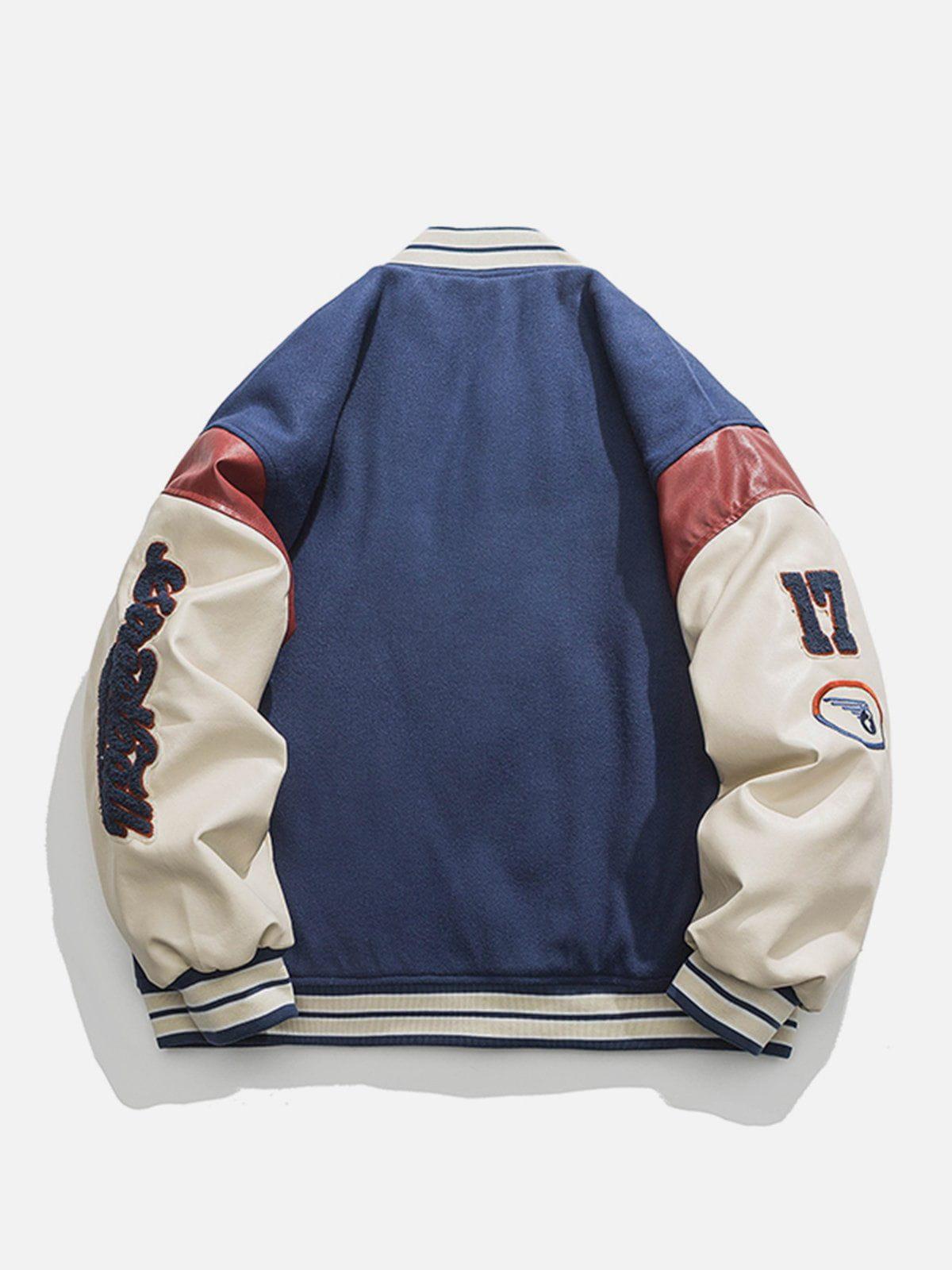 TALISHKO Contrast Stitching Thicken Varsity Jacket