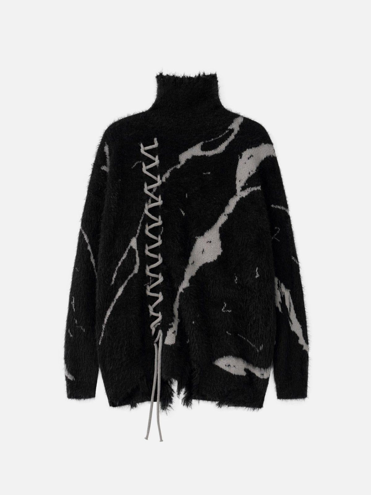 TALISHKO Tie-Dye Bandage Turtleneck Sweater
