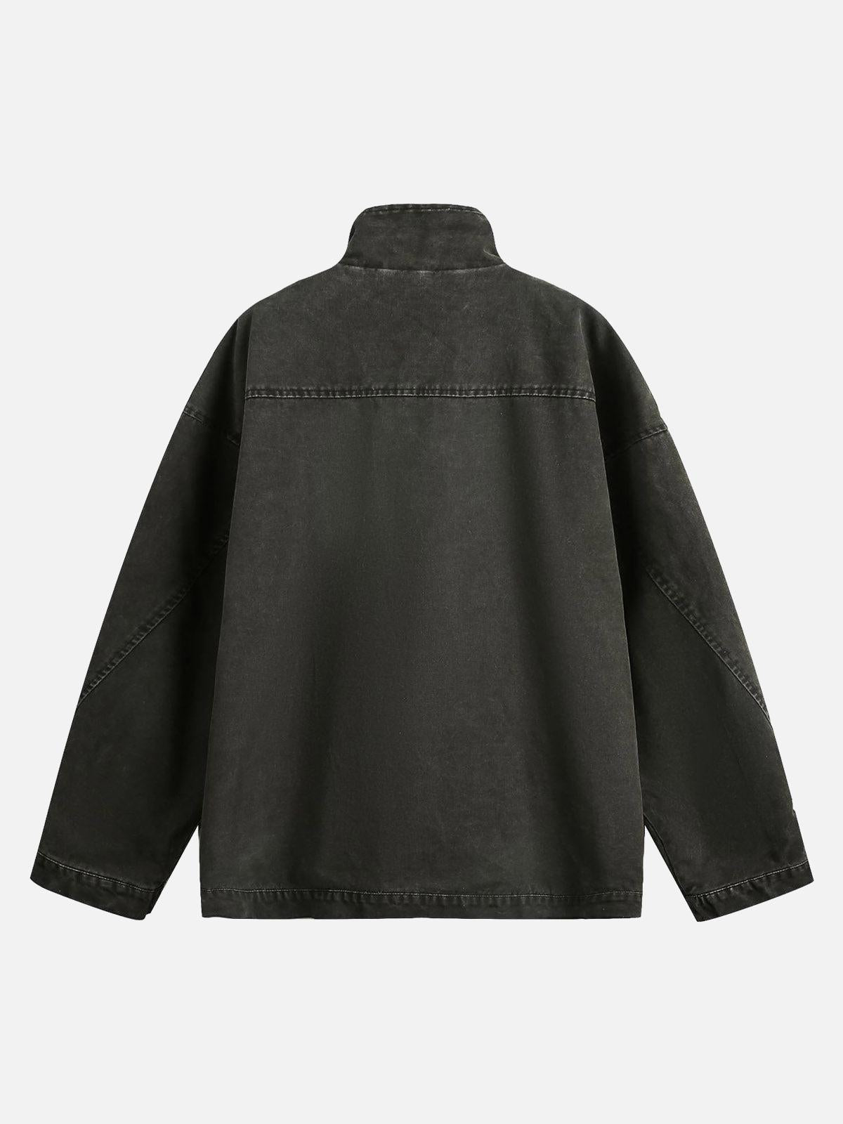 TALISHKO Retro Washed Distressed Multi-Pocket Work Jacket