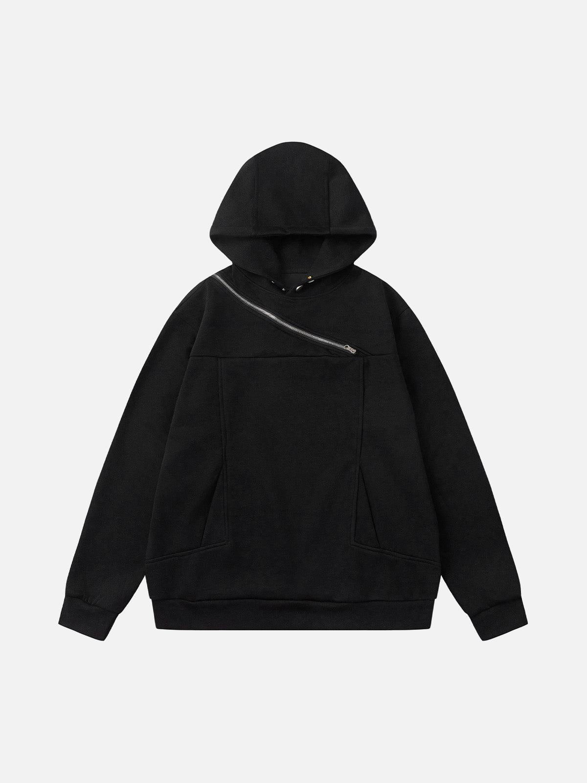 TALISHKO Deconstructed Rivet Angular-Zip Hoodie