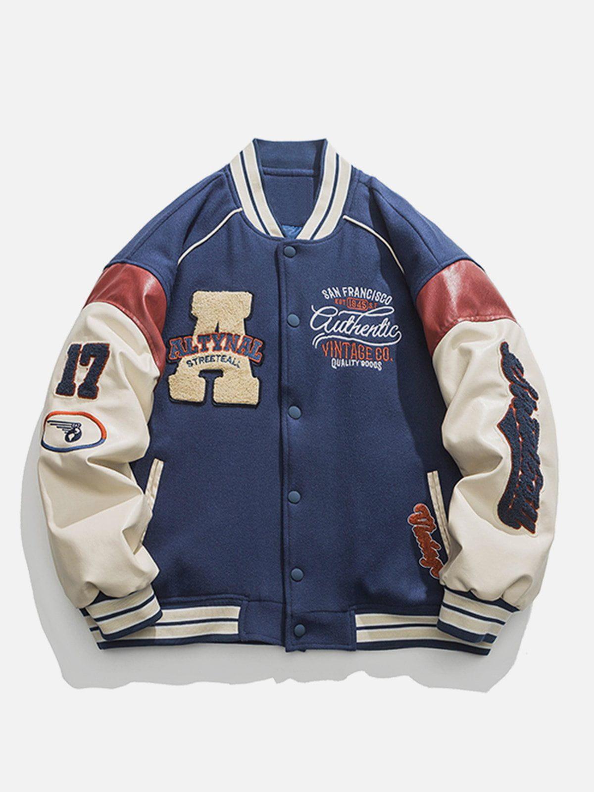 TALISHKO Contrast Stitching Thicken Varsity Jacket