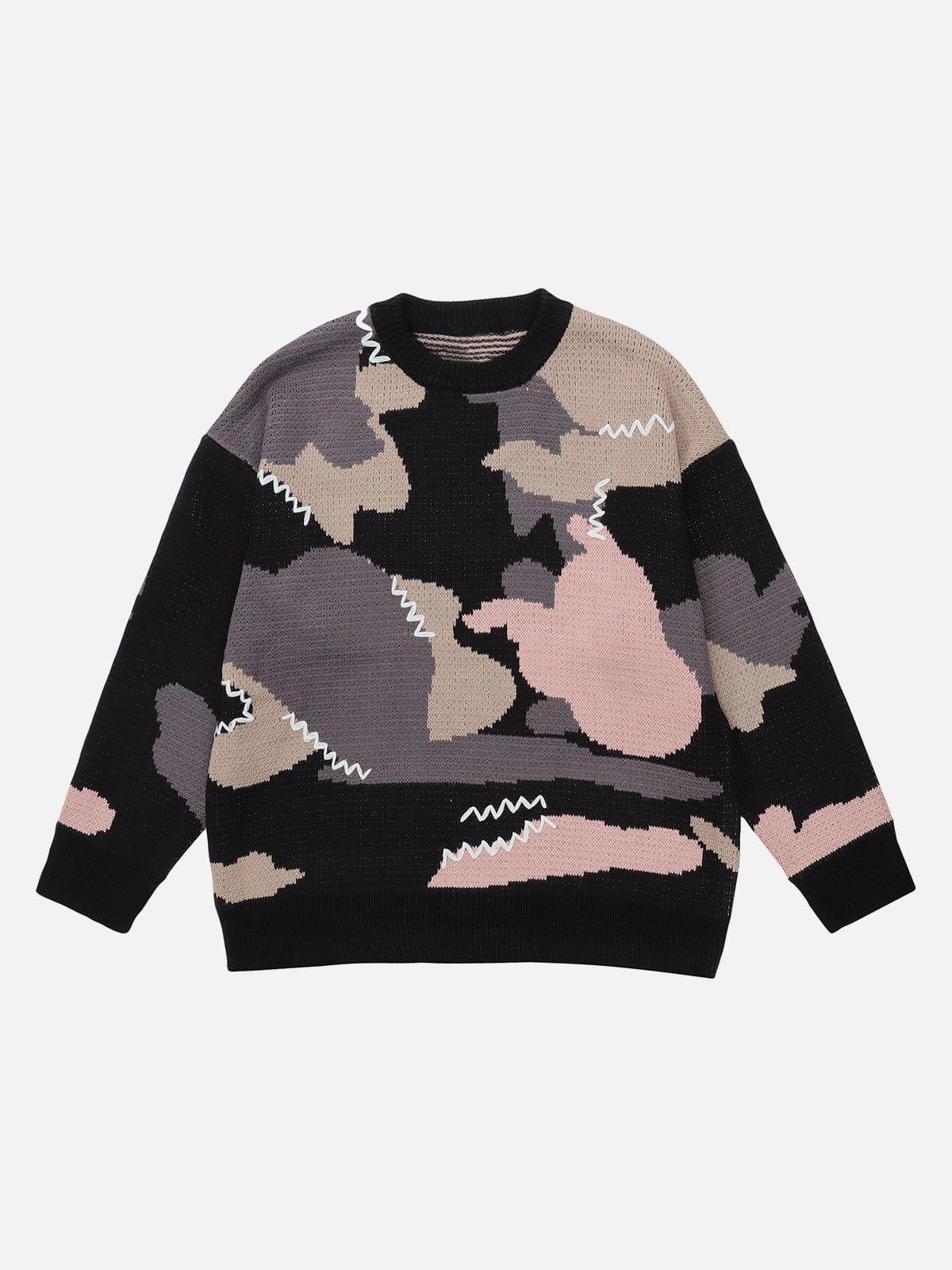 TALISHKO Splicing Abstraction Graphic Sweater
