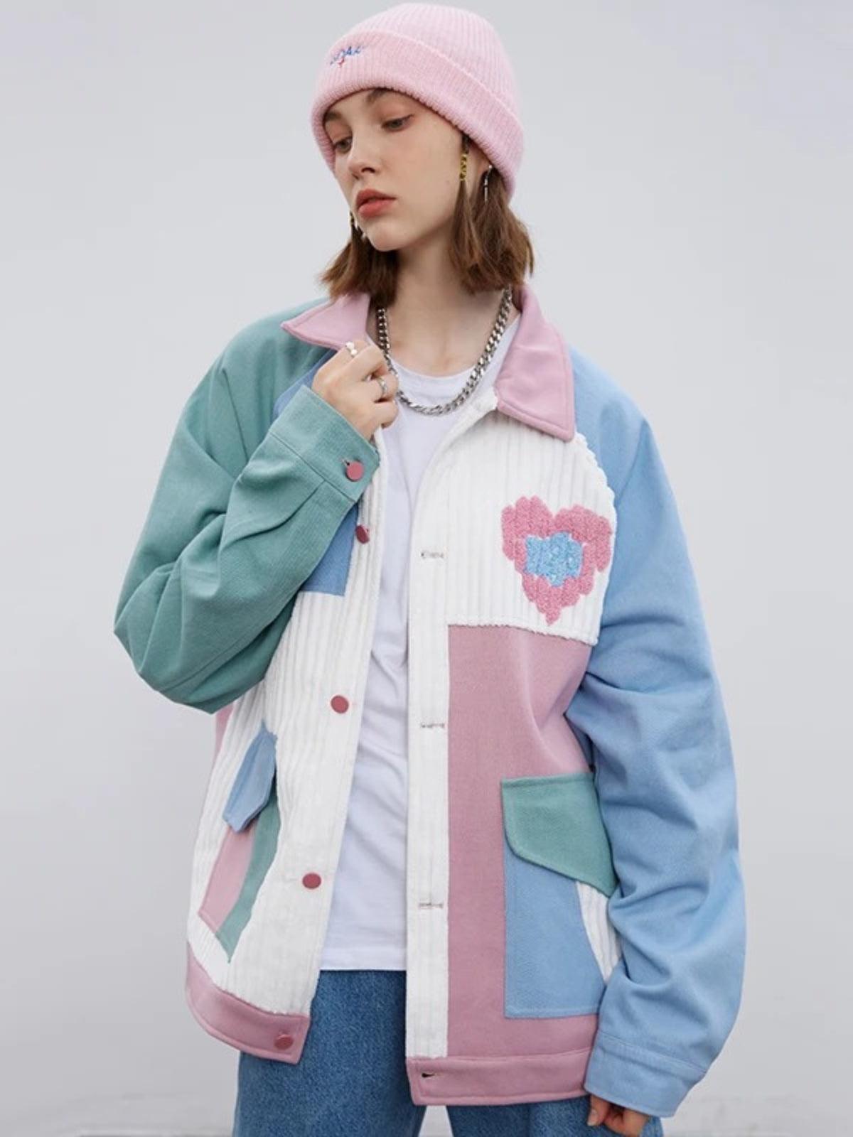 TALISHKO Color Block Patchwork Heart Jacket