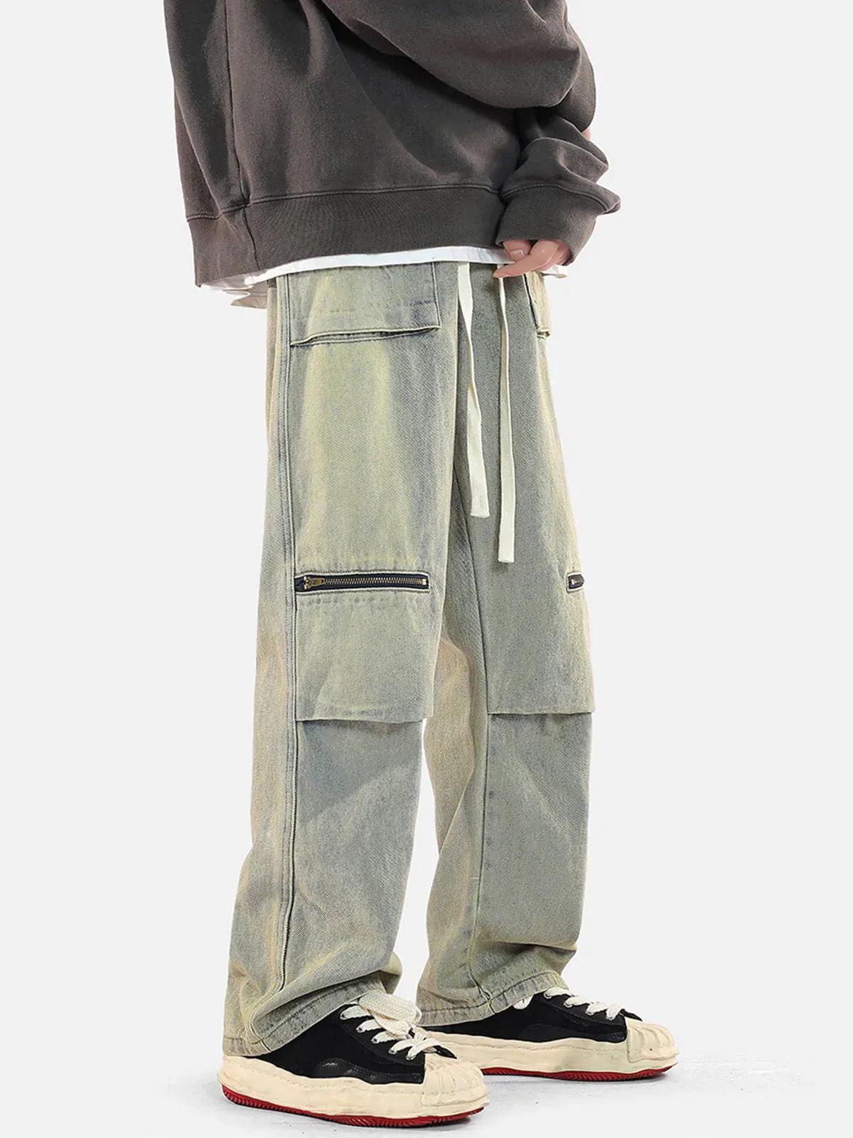 TALISHKO Zip Pocket Drawstring Jeans