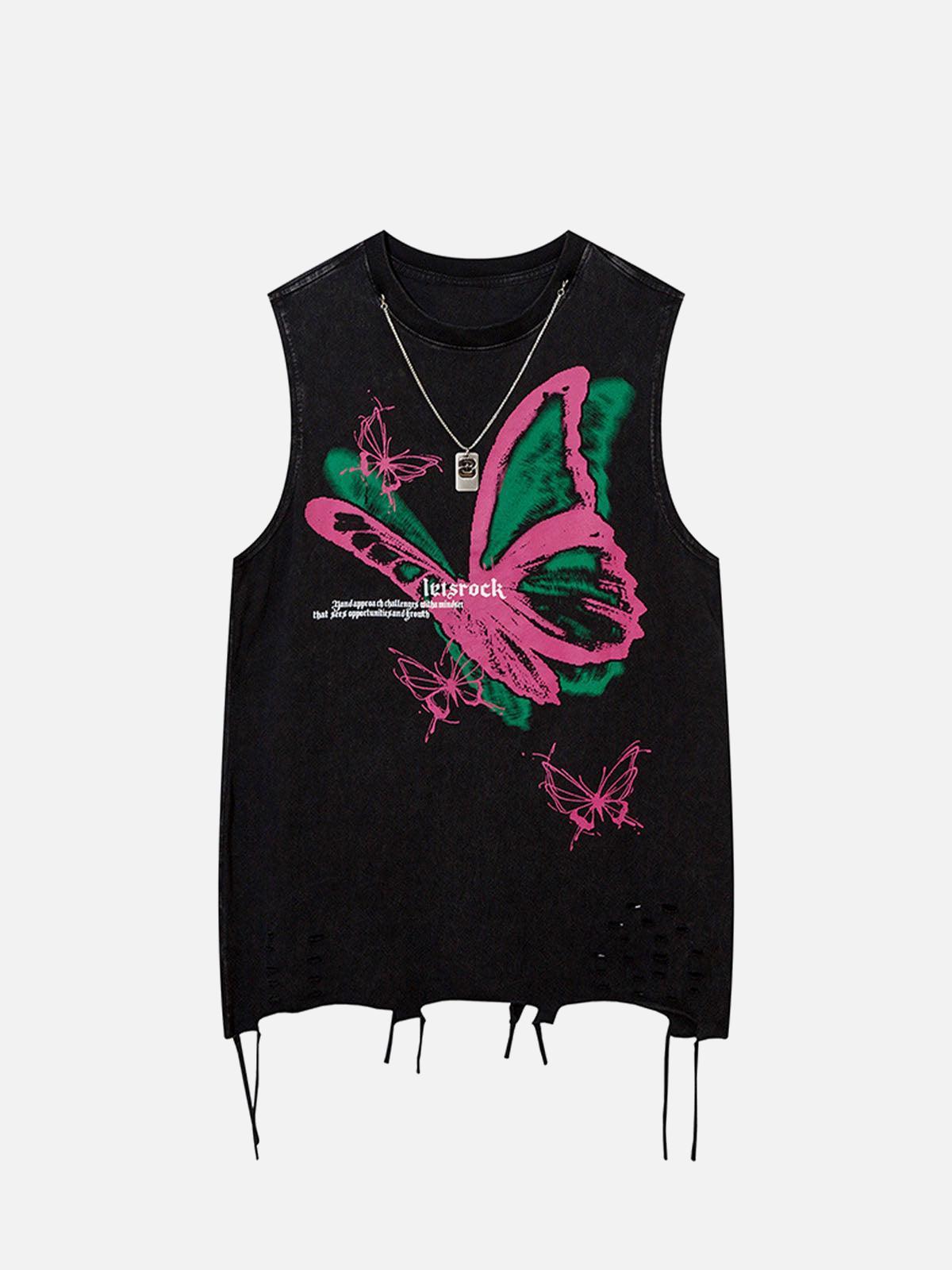 TALISHKO Raw Edge Butterfly Print Vest