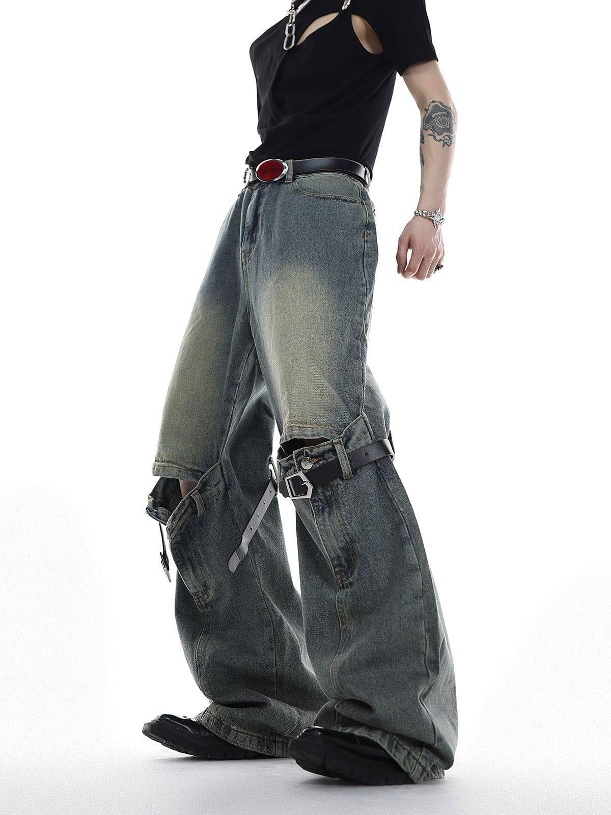 TALISHKO Knee Belt Loose Jeans