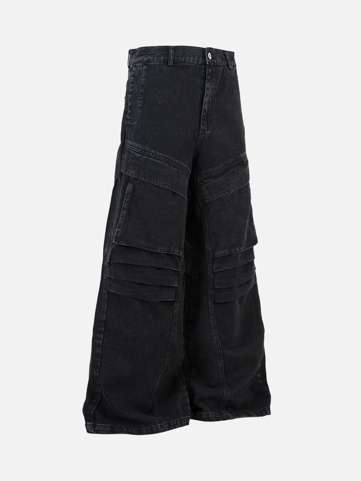 TALISHKO Deconstructed Split Pleated Pocket Cargo Jeans