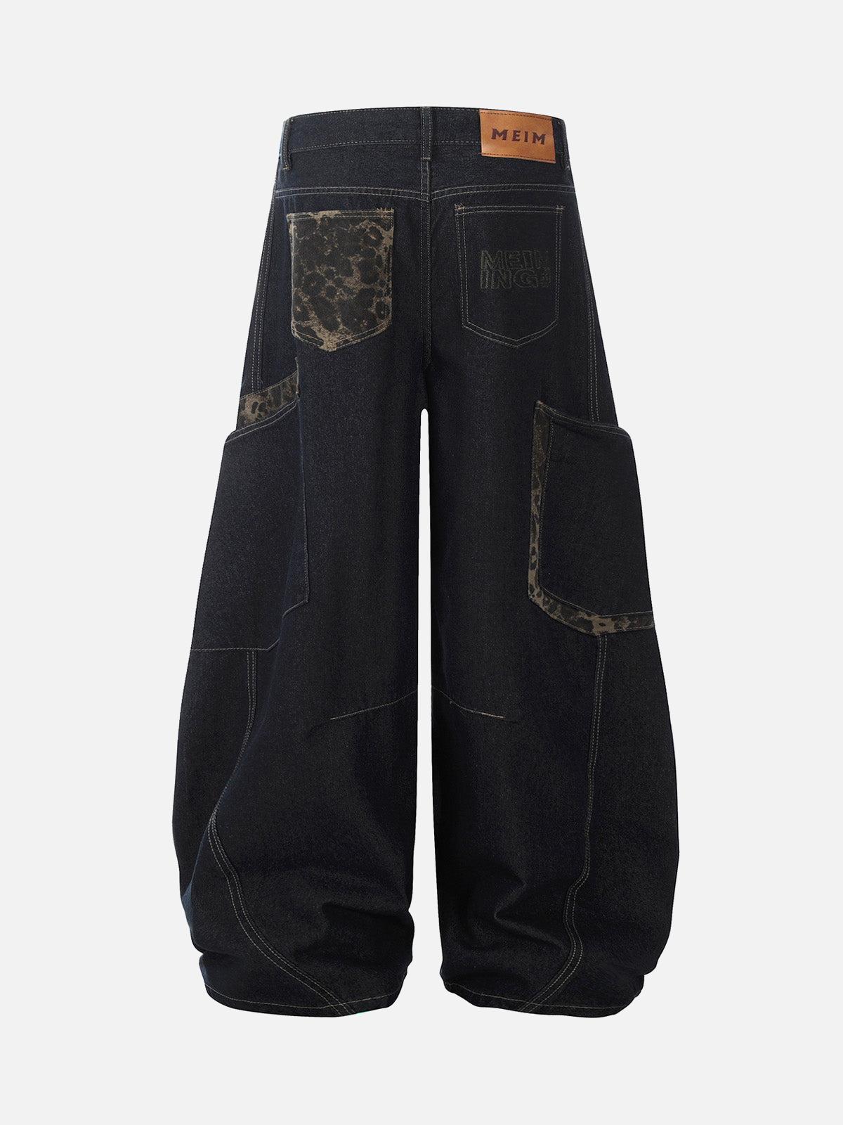 TALISHKO Deconstructed Cheetah Print Baggy Barrel Jeans