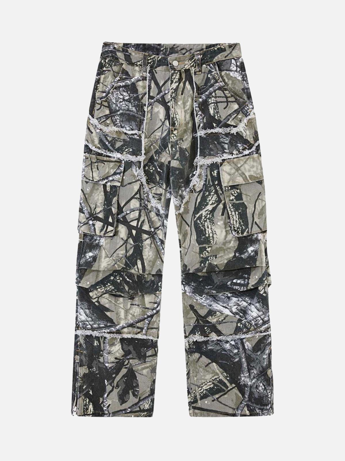 TALISHKO Camouflage Leaf Straight Leg Pants