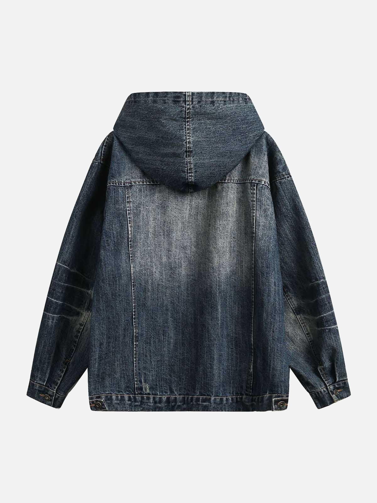 TALISHKO Retro Washed Workwear Denim Hooded Jacket