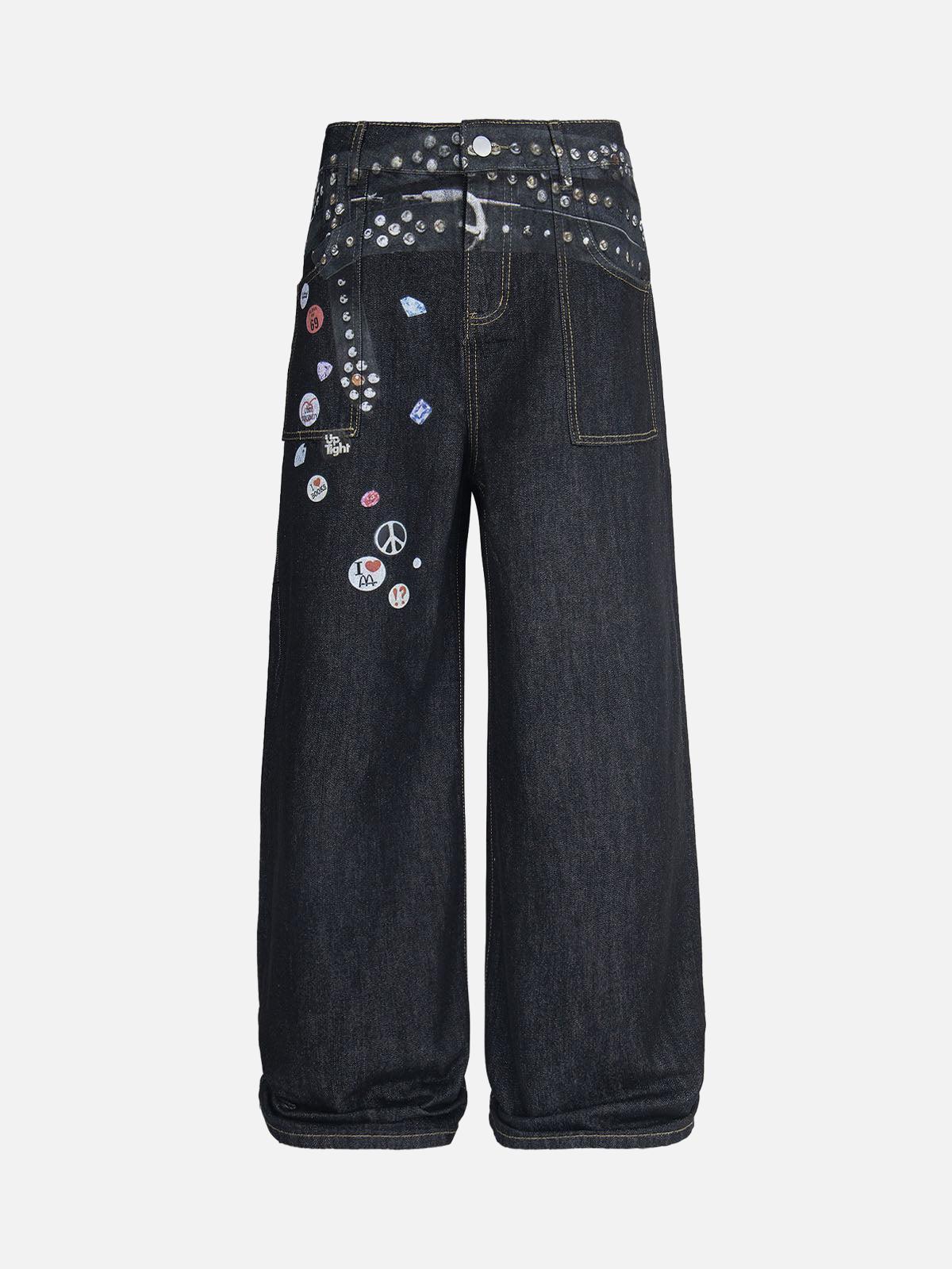 TALISHKO Print RO Style Baggy Jeans