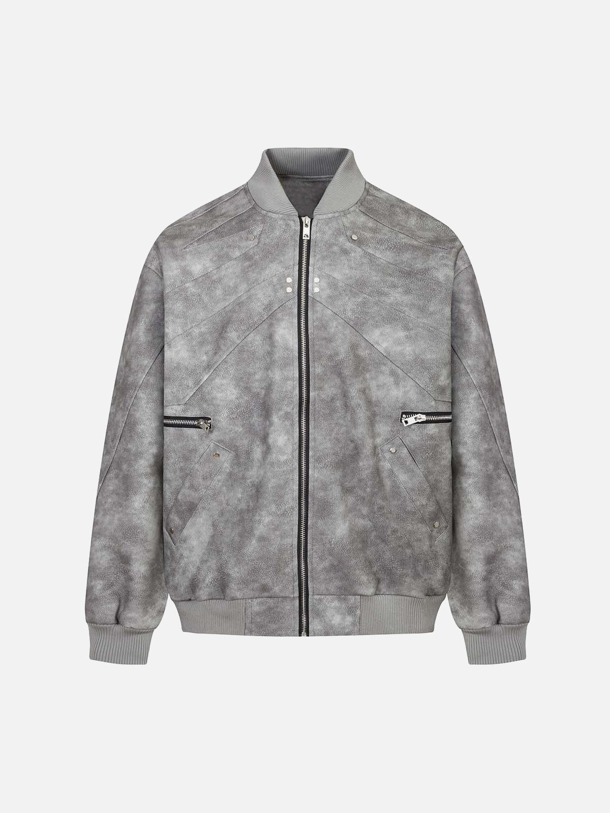 TALISHKO Deconstructed Zip Up Leather Bomber Jacket