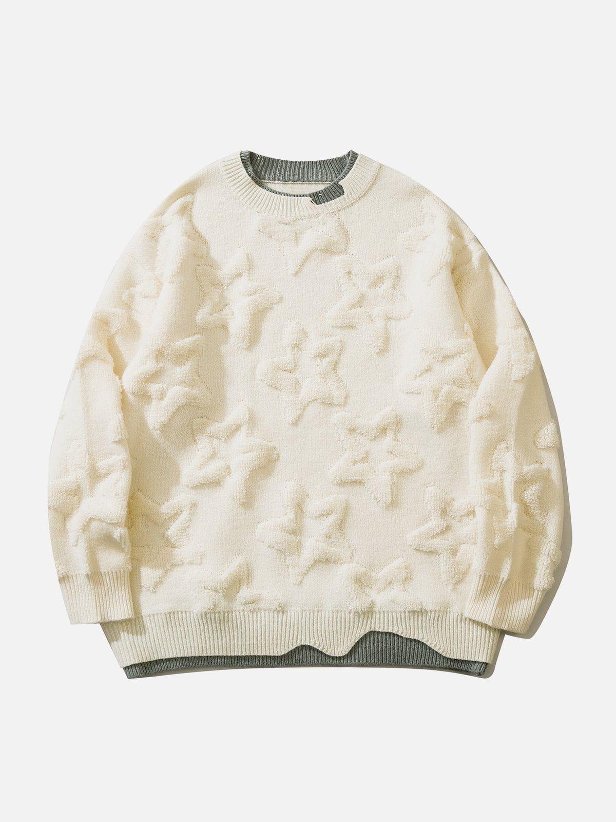 TALISHKO Fake Two 3D Star Graphics Sweater