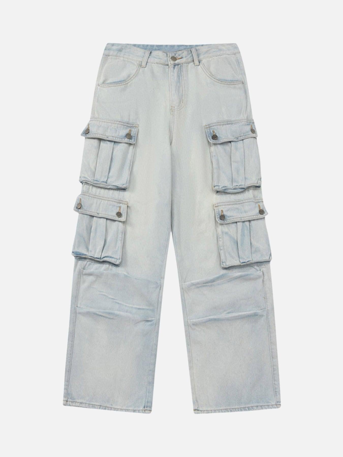 TALISHKO Vintage Washed Multi-Pocket Work Jeans