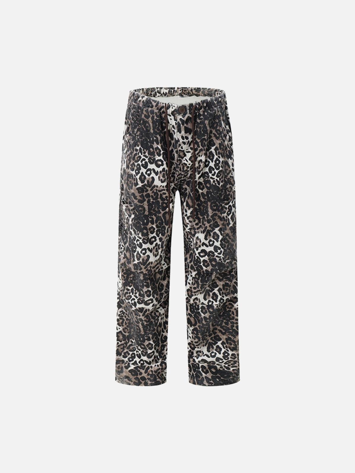 TALISHKO Leopard Print Pleated Drawstring Pants