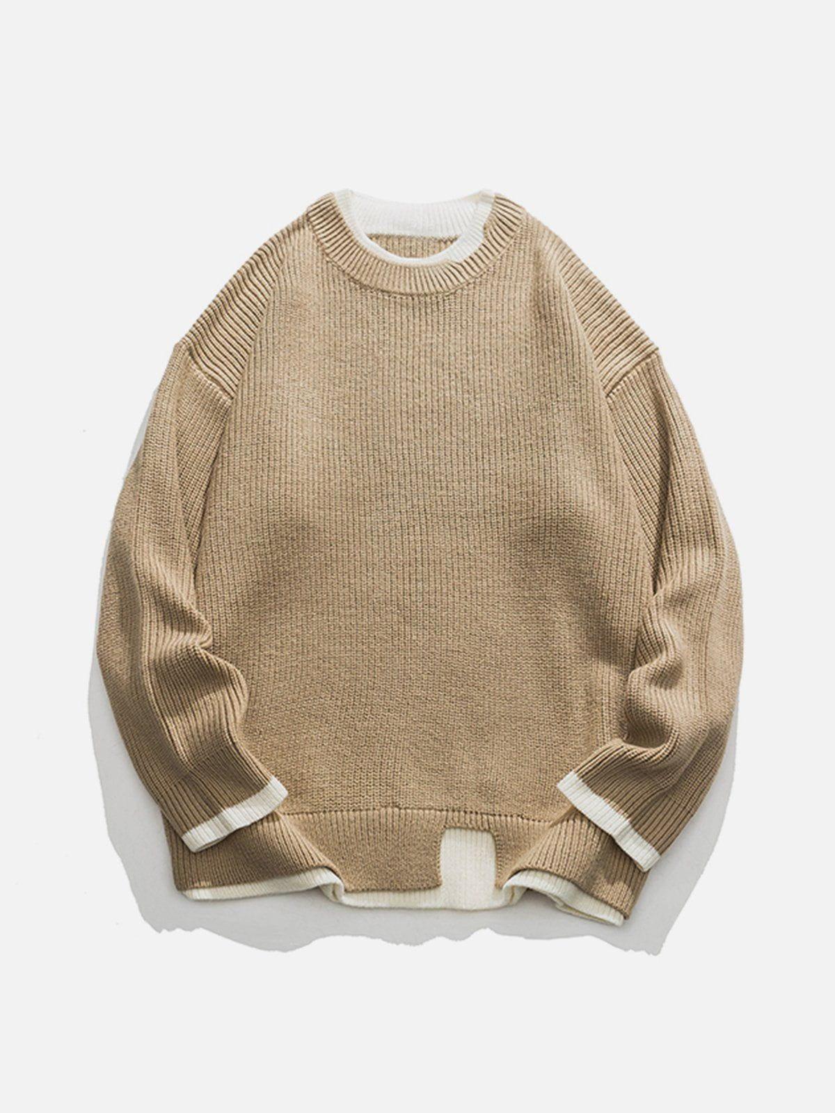 TALISHKO Fake Two Patchwork Knit Sweater