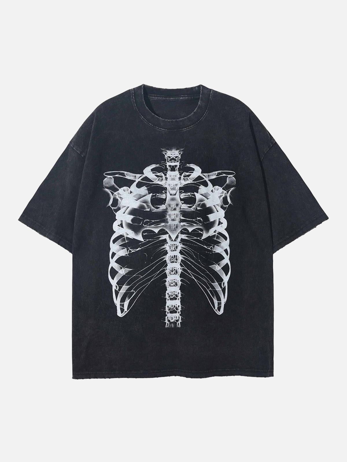 TALISHKO Loose Retro Ribbed Print Washed T-Shirt