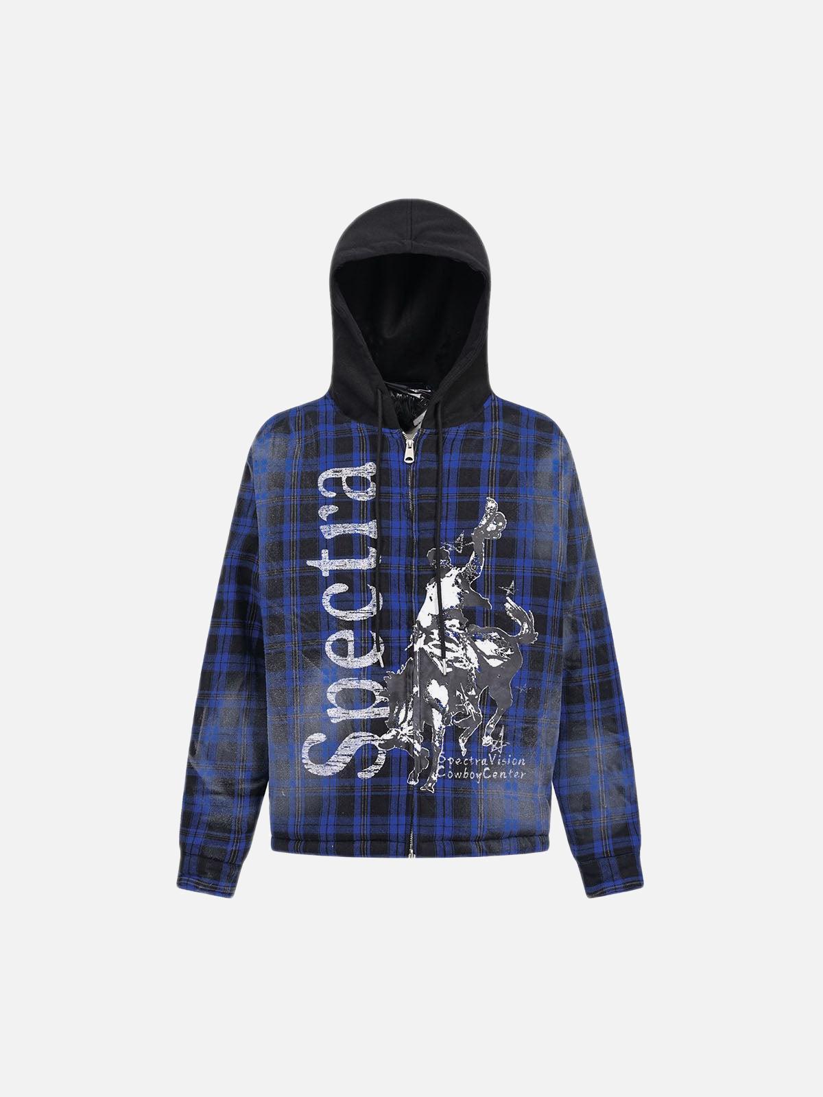 TALISHKO Dark Plaid Hooded Quilted Jacket