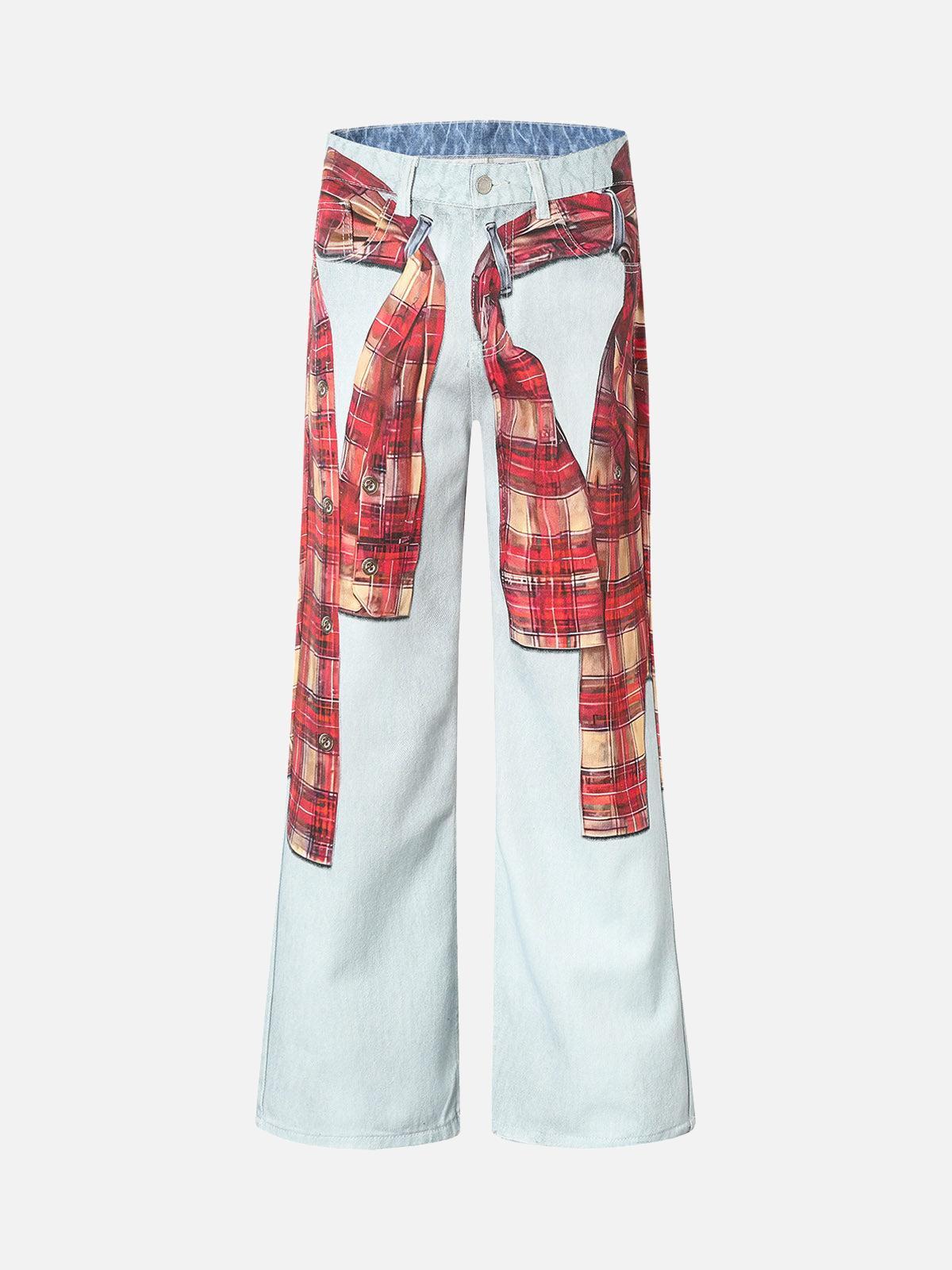 TALISHKO Plaid Print Baggy Jeans