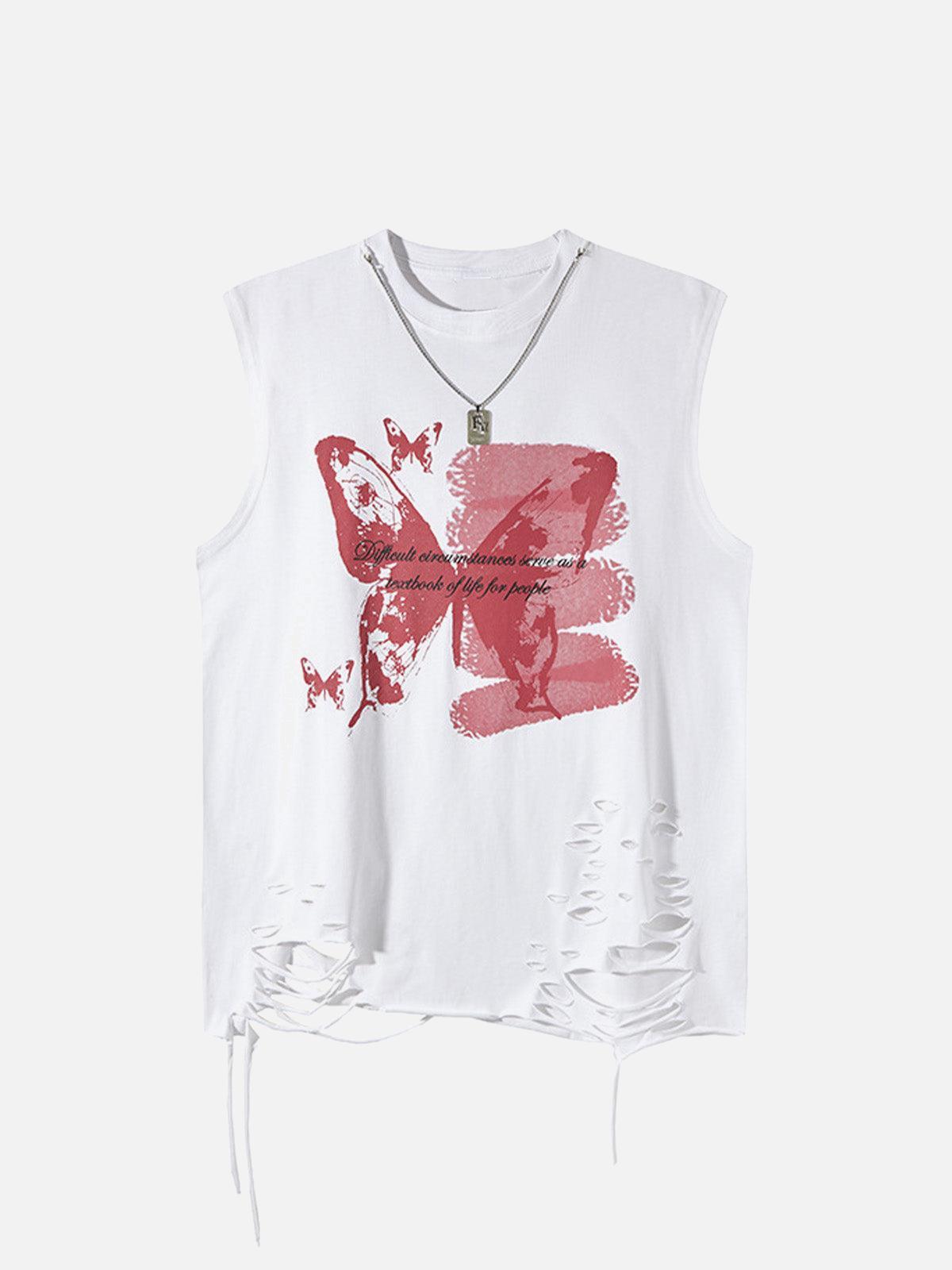 TALISHKO Asymmetric Distressed Graffiti Chain Vest