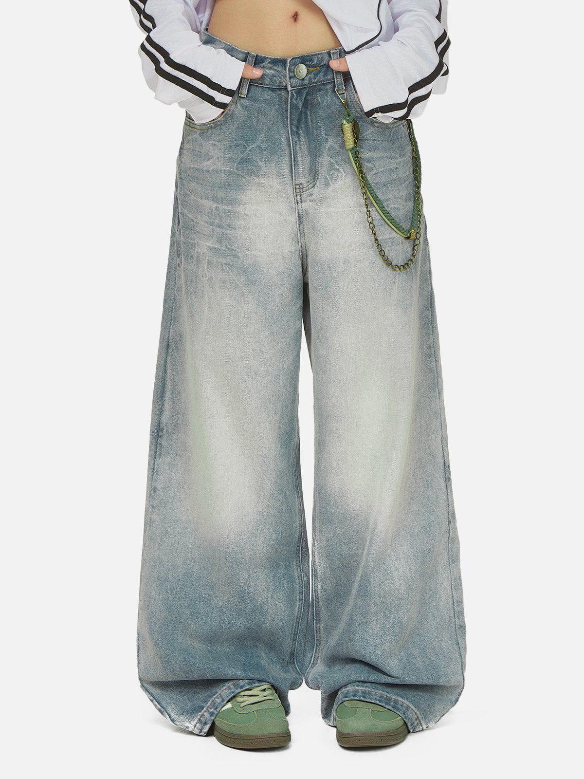 TALISHKO Chain Washed Graphic Jeans