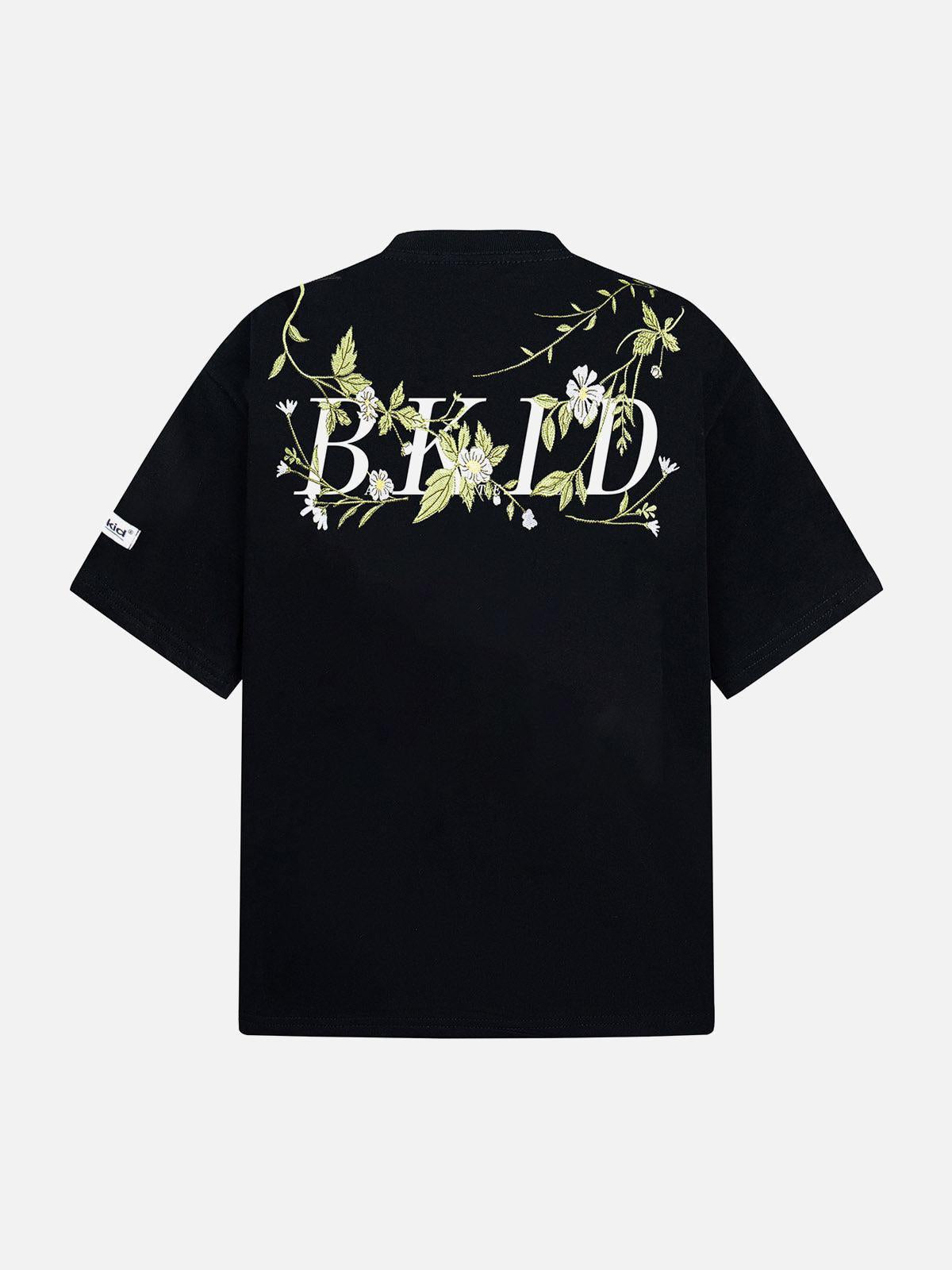 TALISHKO Floral Embroidered Oversized Short Sleeve T-Shirt