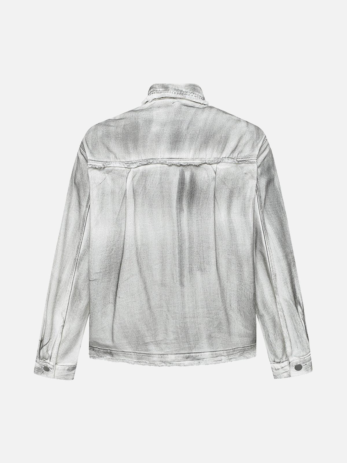 TALISHKO Distressed Denim Embroidery Jacket