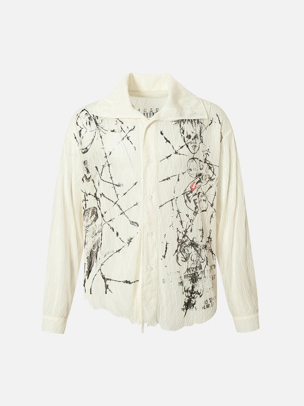 TALISHKO Irregular Pleated Print Shirt