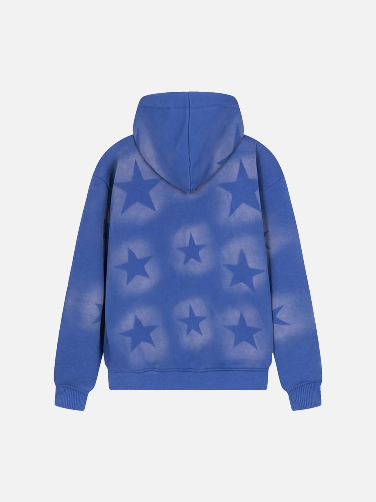 TALISHKO Star Letter Print Zipper Hoodie Jacket