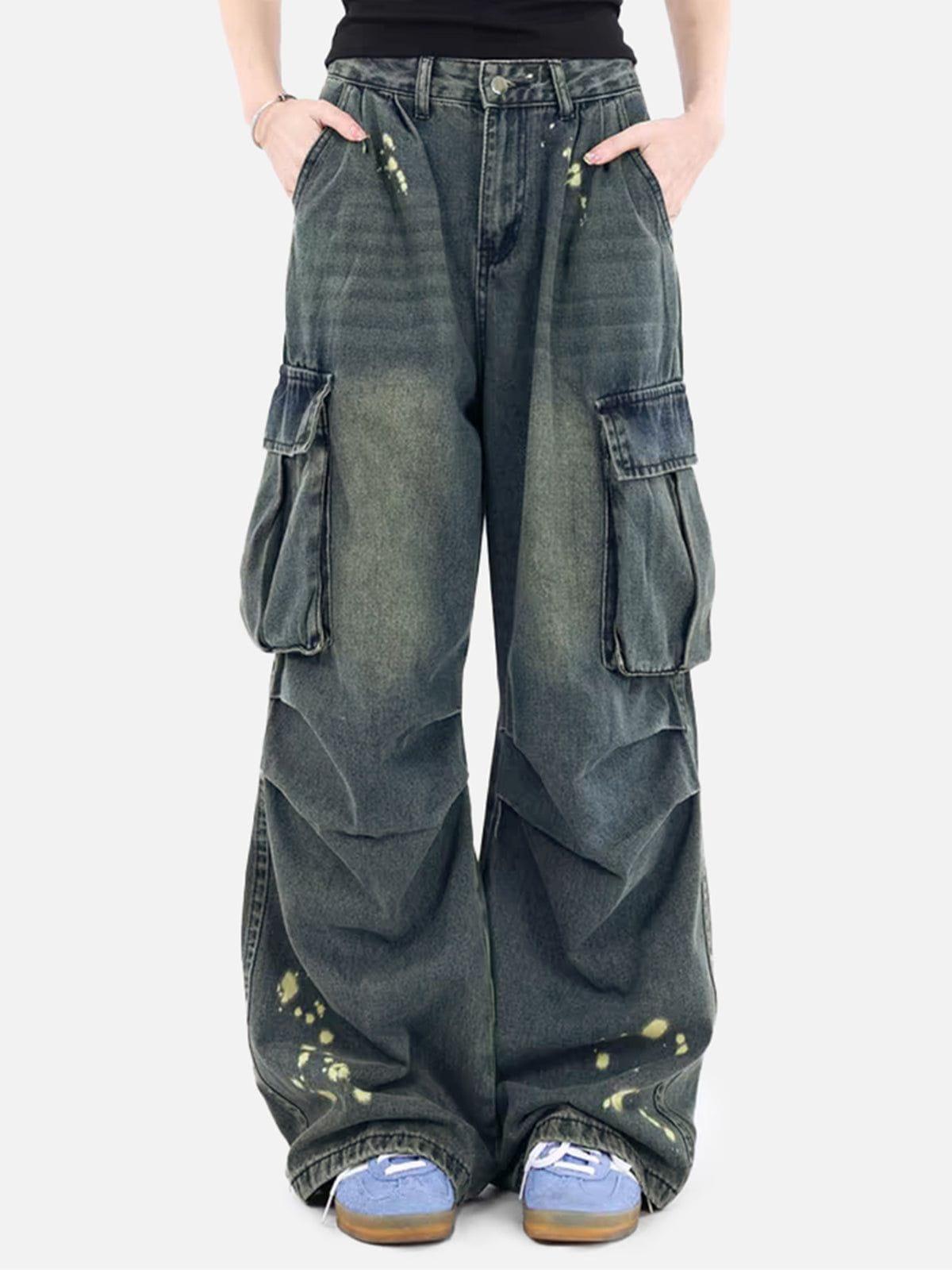 TALISHKO Splash-Ink Washed Baggy Jeans