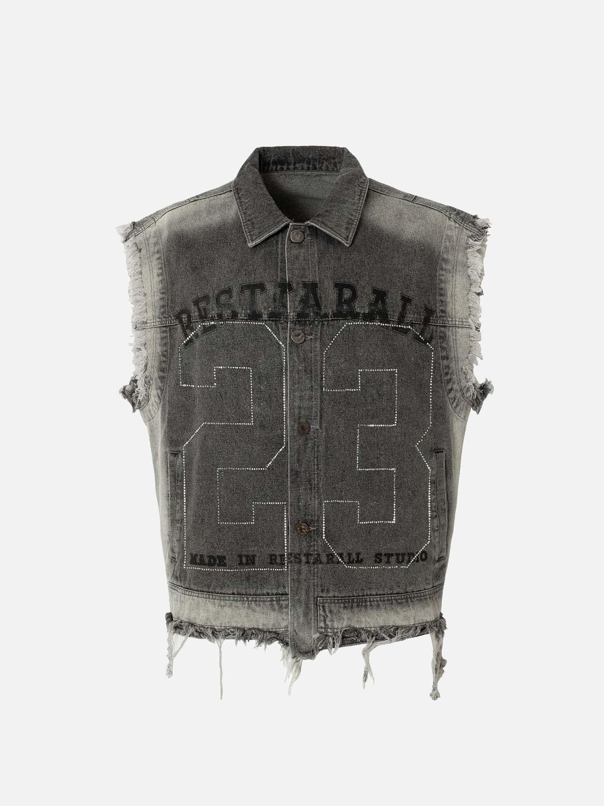 TALISHKO Retro Wasteland Rivet Denim Vest