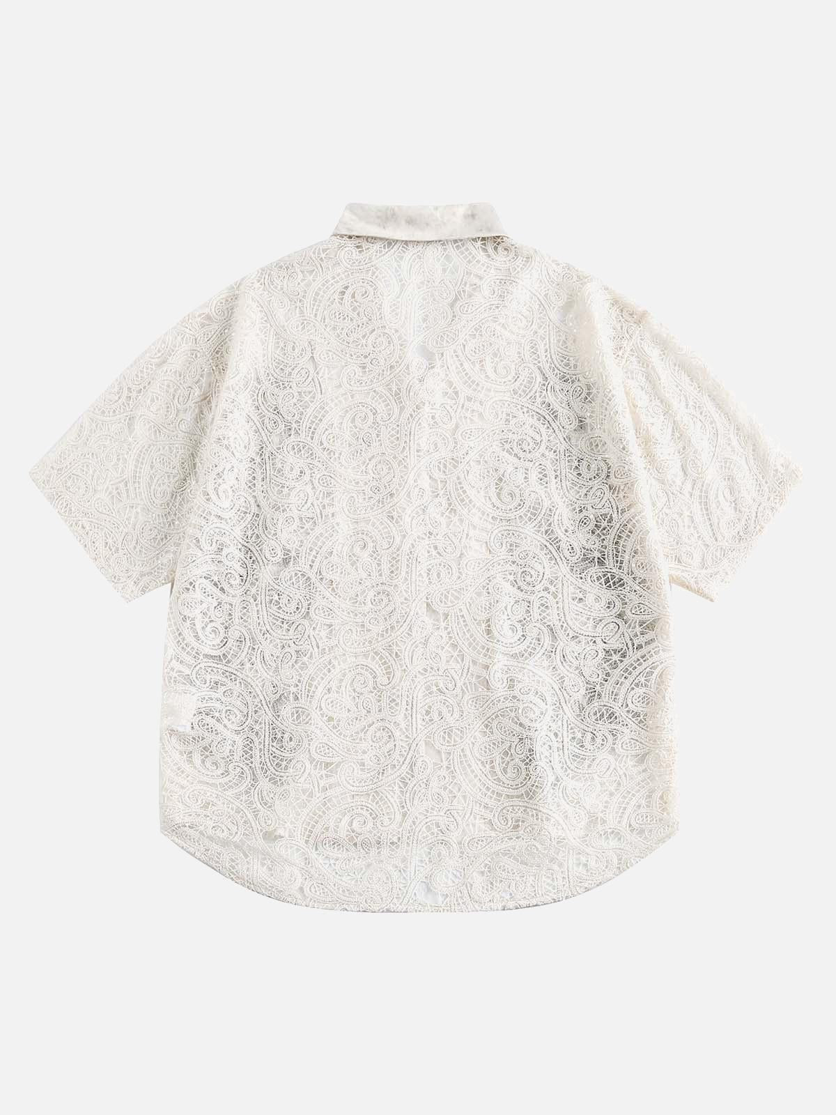 TALISHKO Exquisite Floral Embroidered Short-Sleeve Shirt