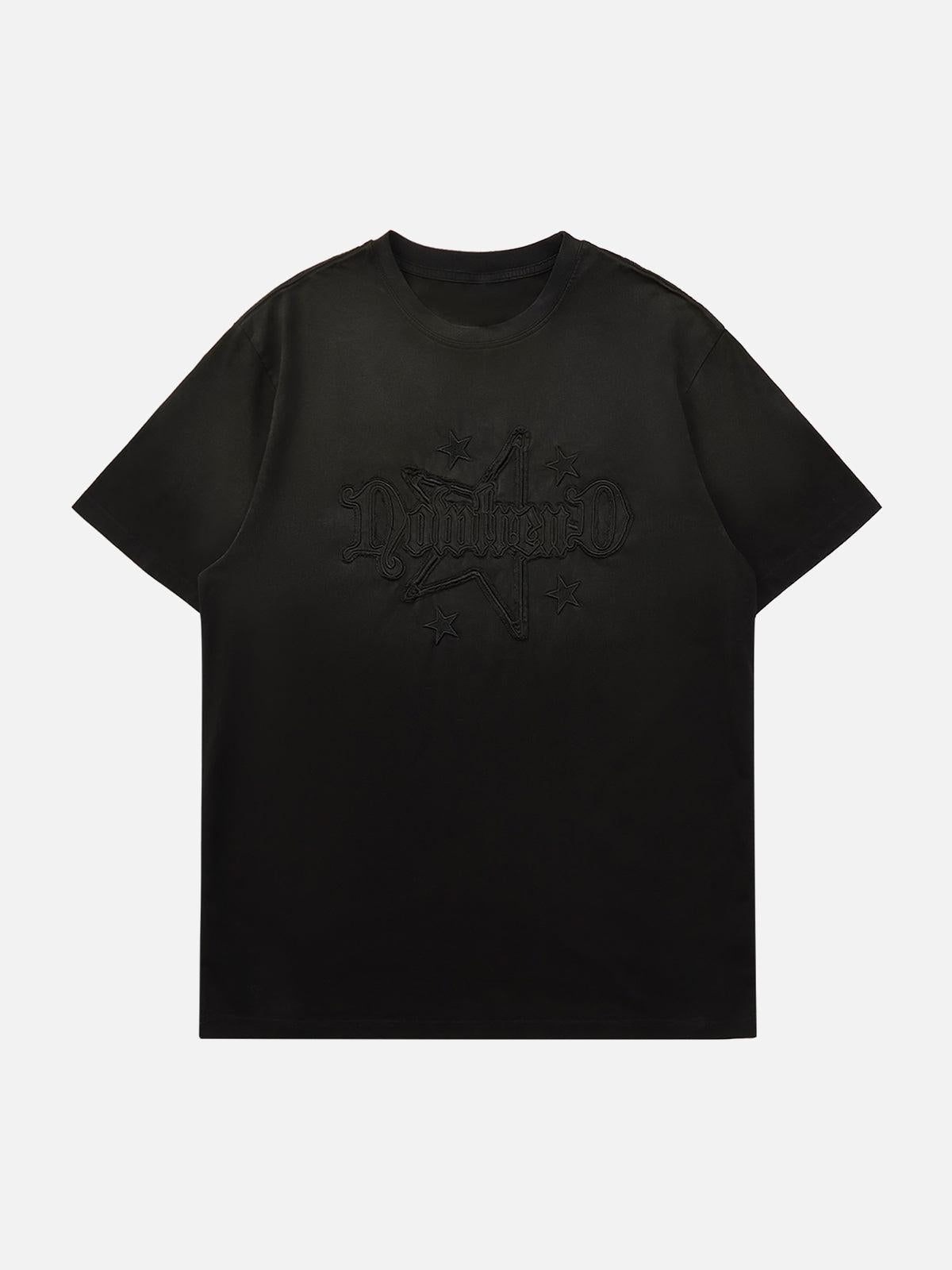 TALISHKO Retro Street Gradient Star Embroidery Rap T-Shirt