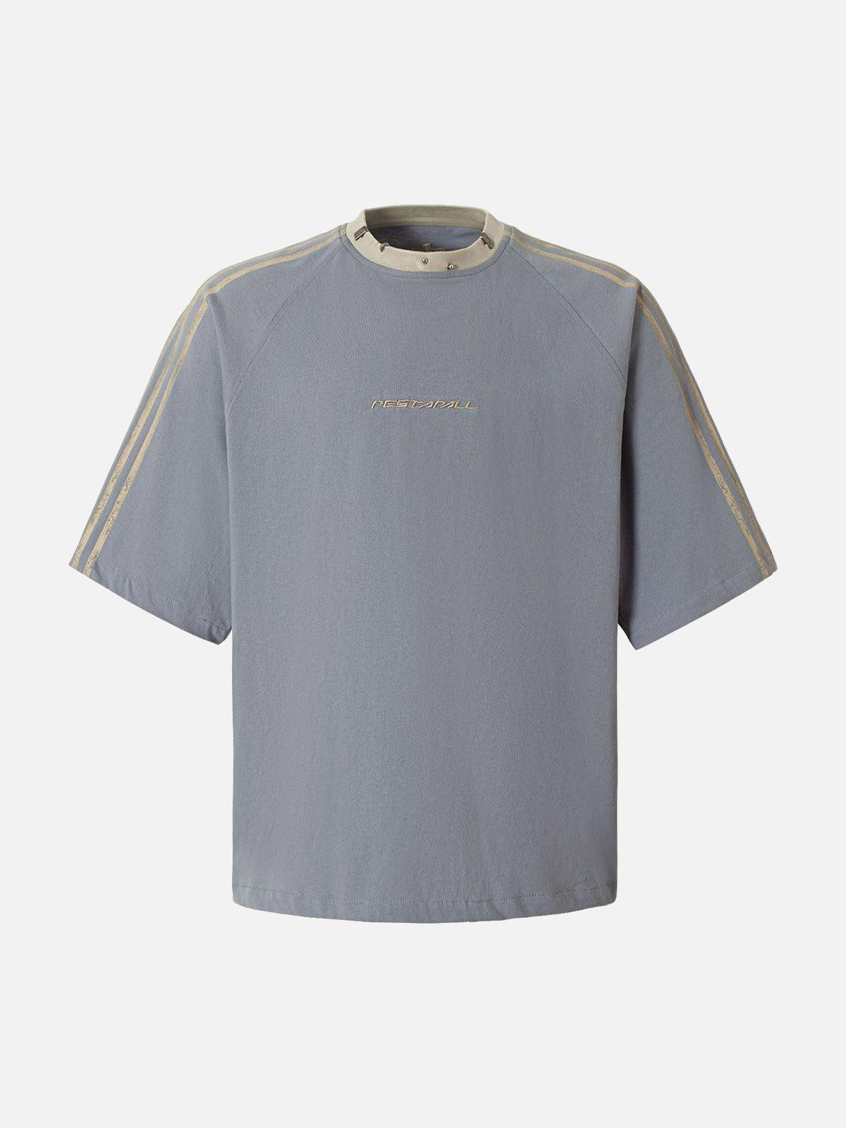 TALISHKO Heavy Washed Street Metal Collar T-Shirt
