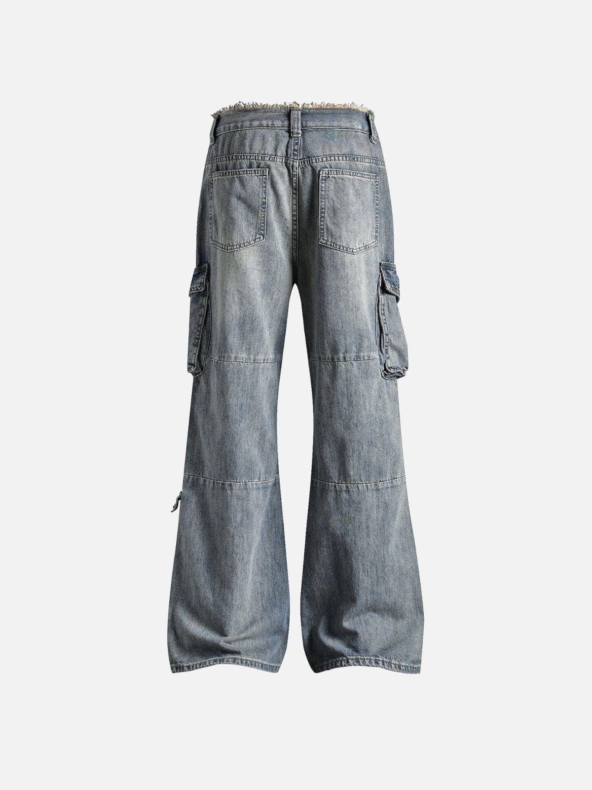 TALISHKO Fringe Washed Multi Pocket Jeans