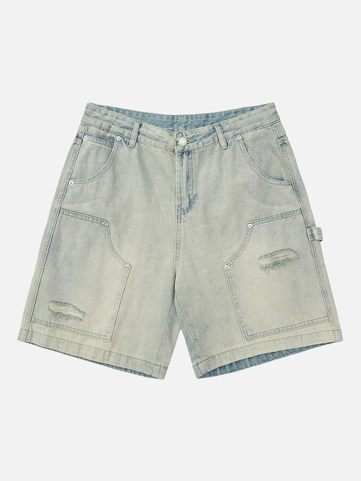 TALISHKO Retro Washed Hip-Hop Shorts