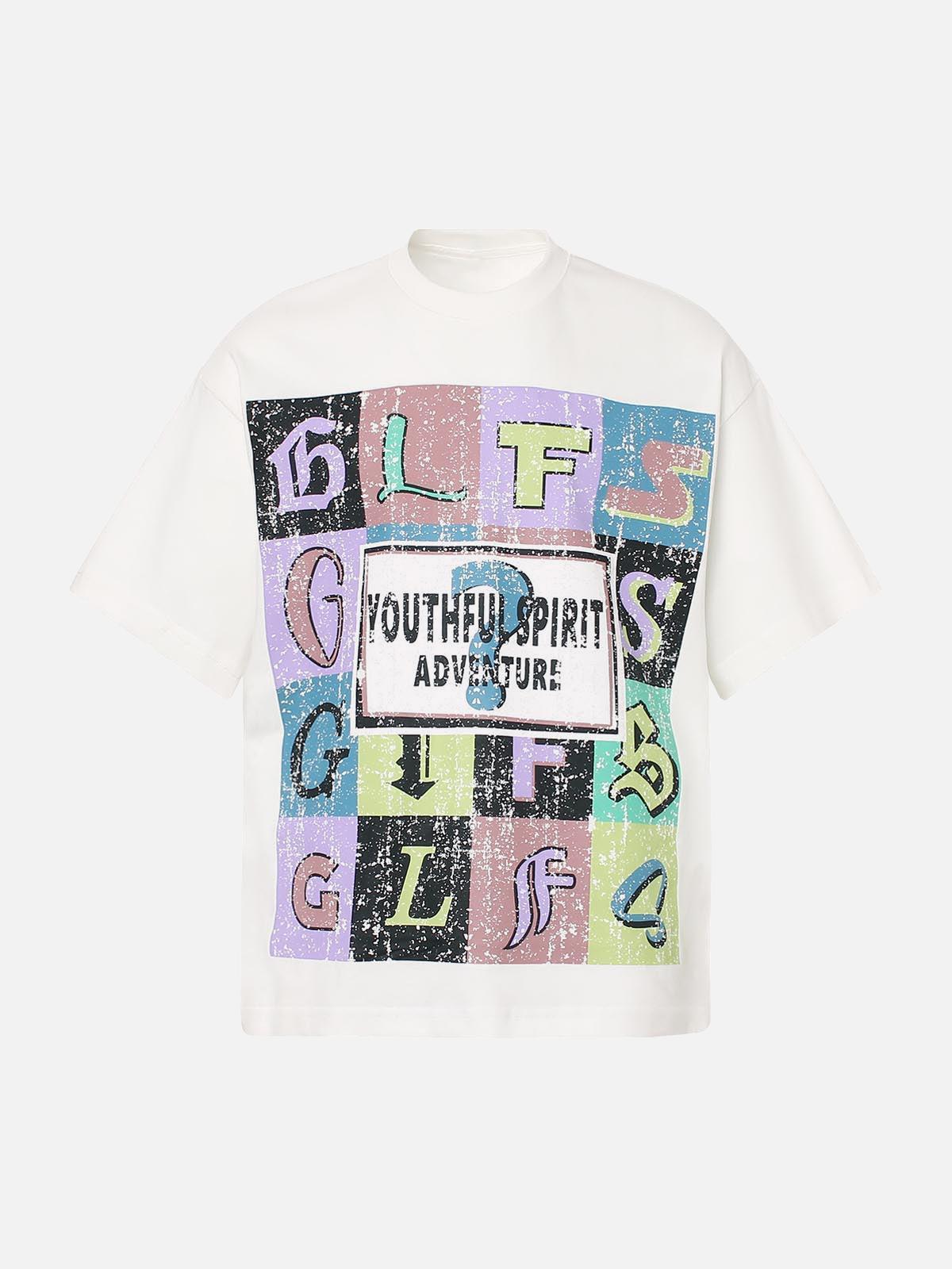 TALISHKO Letter Graphic Crew-Neck T-Shirt