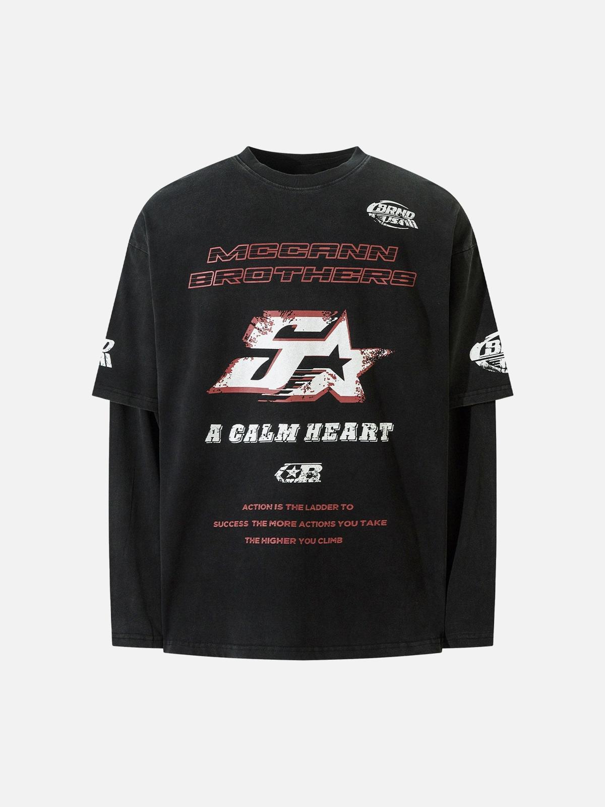 TALISHKO High Street Hip-Hop Patchwork Long-Sleeved T-Shirt