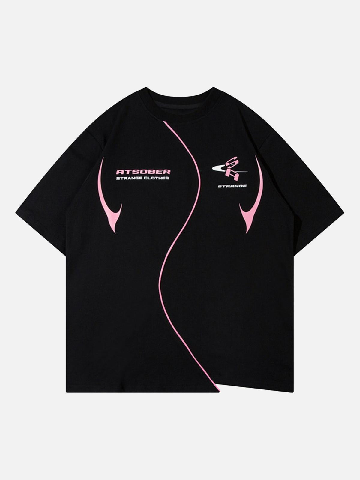 TALISHKO High Street Motorcycle Print Asymmetric T-Shirt