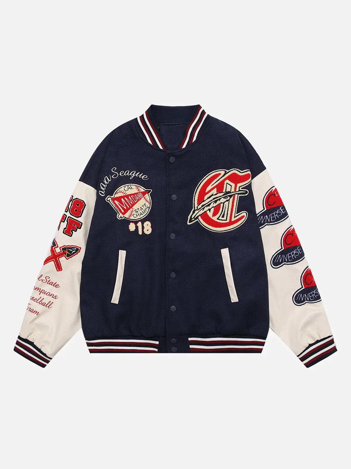 TALISHKO Vintage Flock Print Varsity Jacket