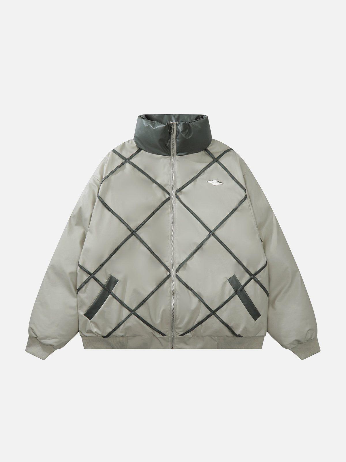 TALISHKO Plaid Leather Winter Coat