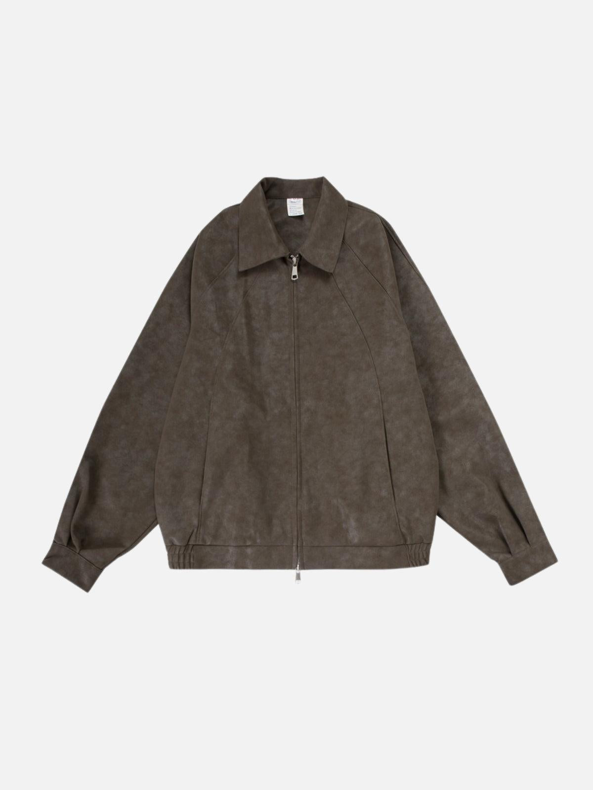TALISHKO Basic Zip Up Faux Leather Jacket