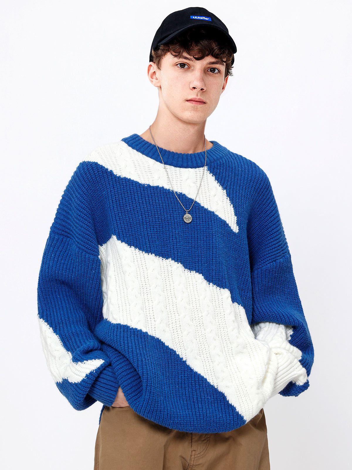TALISHKO Contrast Irregular Design Knit Sweater