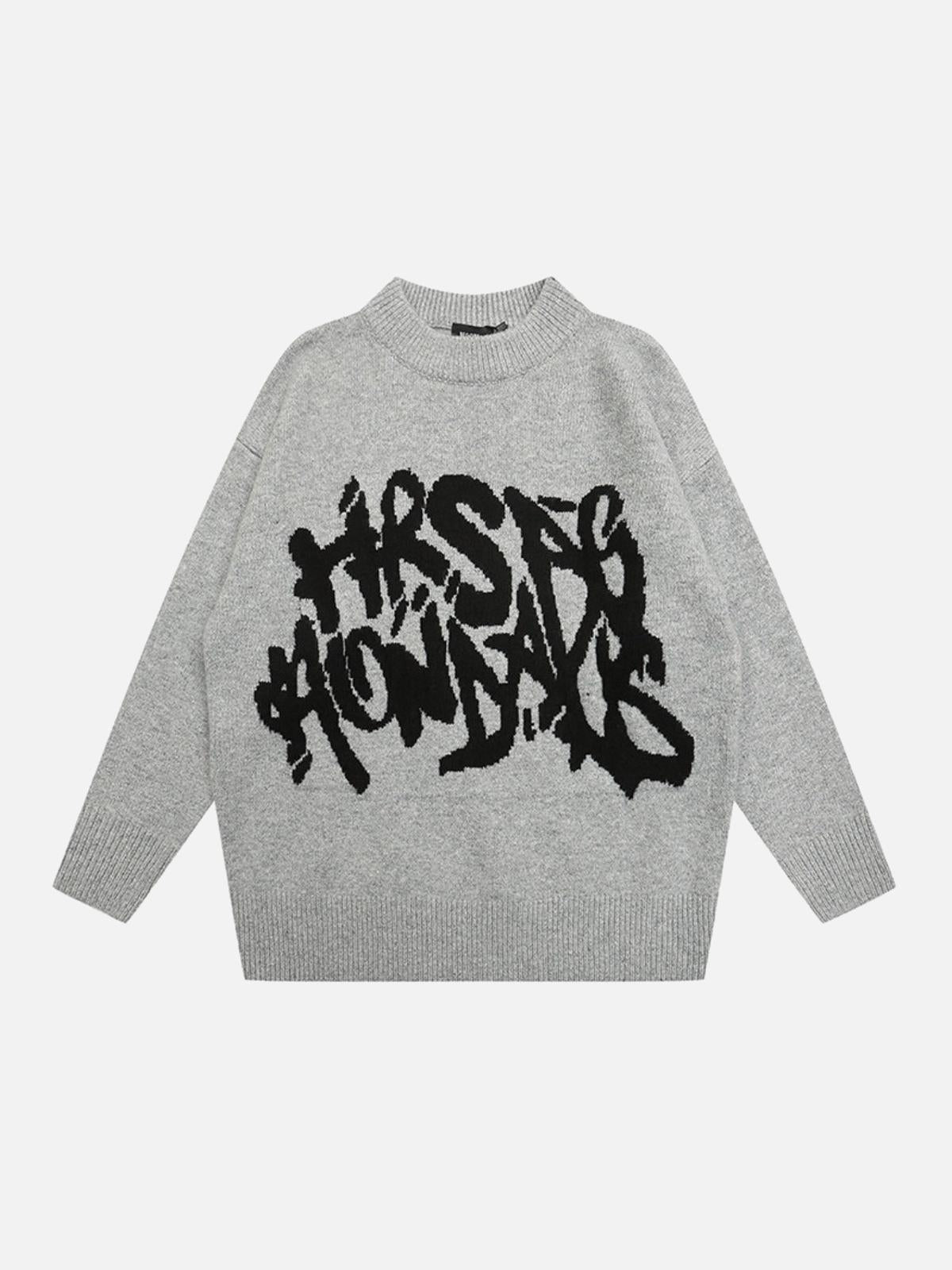 TALISHKO Vintage street Letter Embroidery Sweater