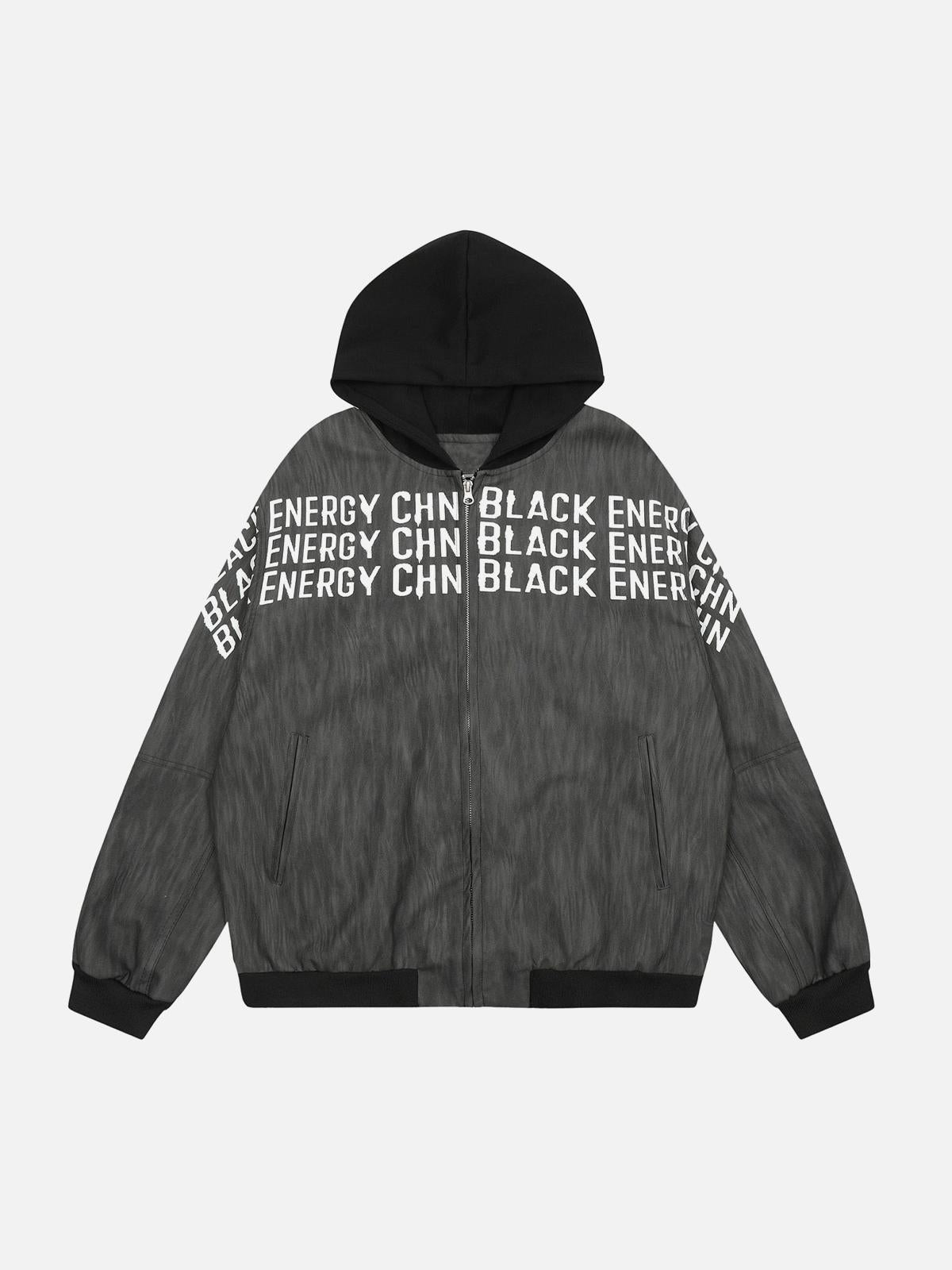 TALISHKO Patchwork Print Zip Up Hooded Jacket