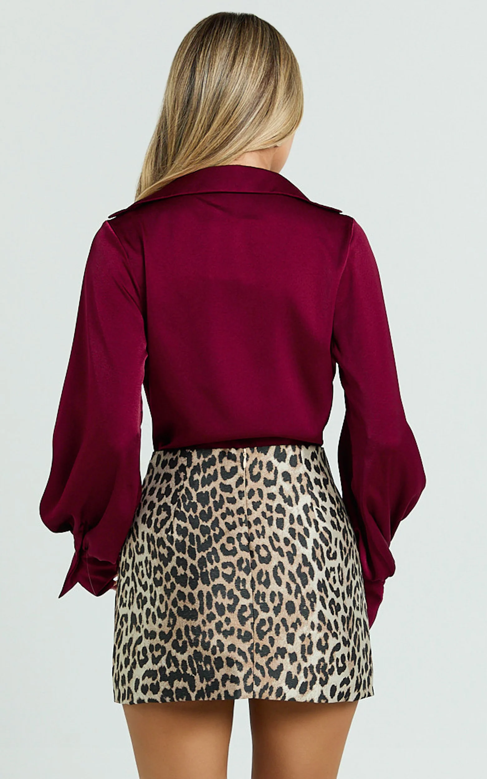 Zephyr Bodysuit - Plunge Neck Cowl Bodysuit in Wine